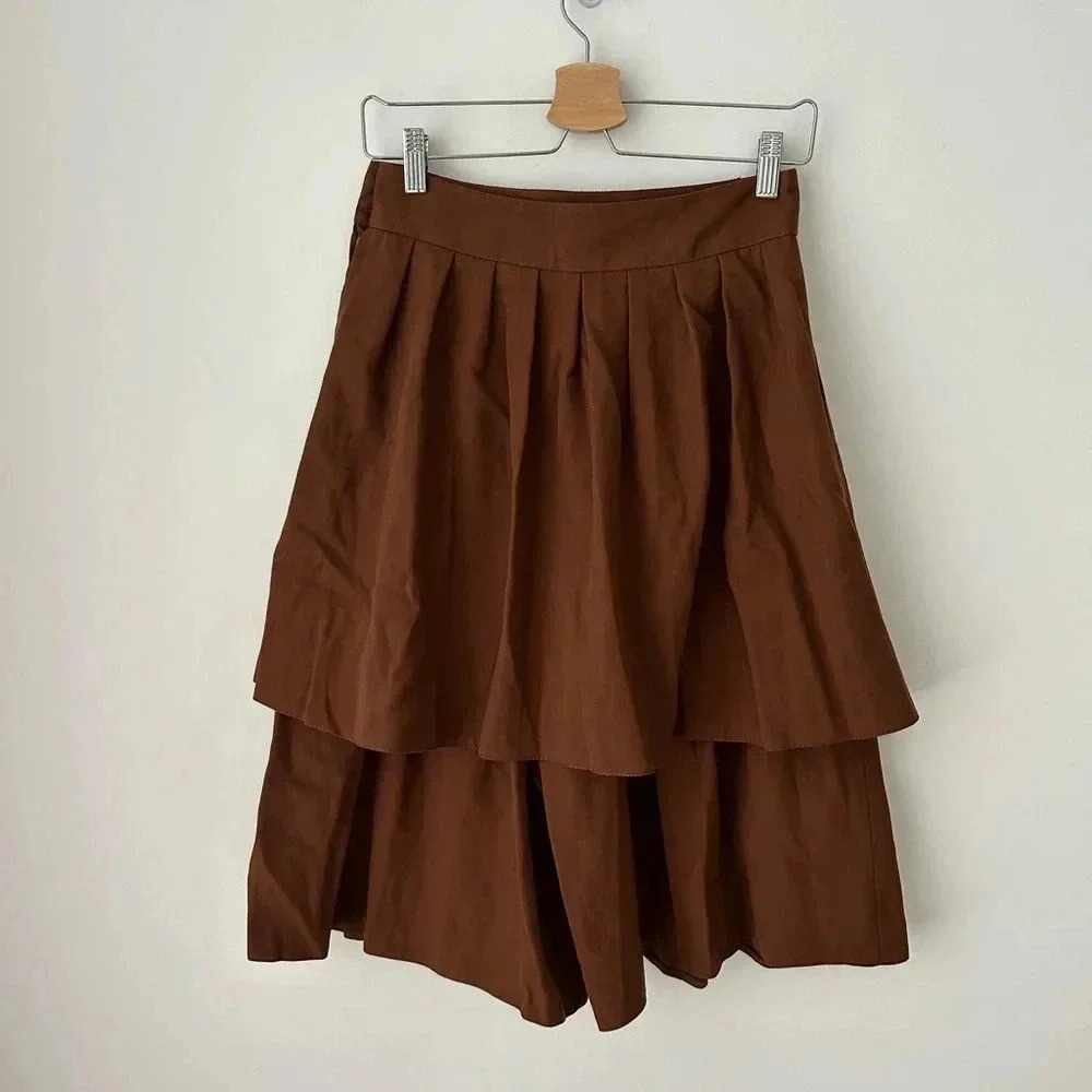 Paco Rabanne high  waisted wool brown skort - Picture 8 of 11